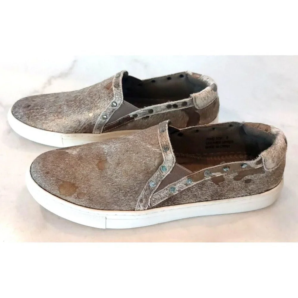 Corkys Womens Pine Top‎ Hair On Slip On Fashion Sneaker (Bronze) Size 9